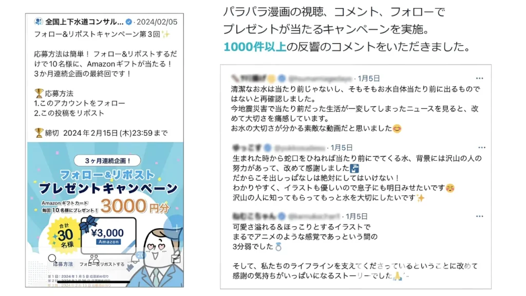 全国上下水道コンサルタント協会のX（Twitter）キャンペーン事例とコメントについて